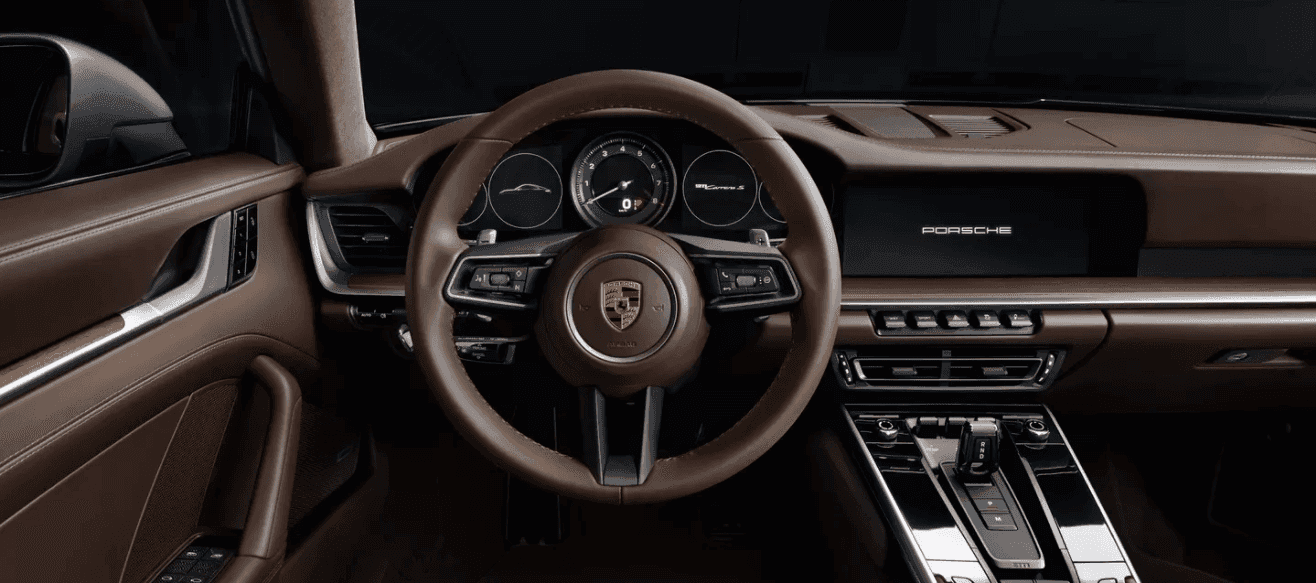 Black Brown Porsche Interior