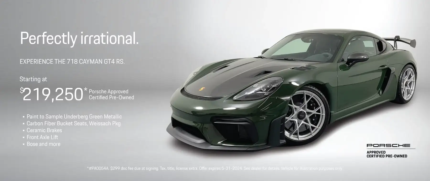 2023 PORSCHE 718 CAYMAN GT4 RS #PA0054A - STARTING AT $219,250*