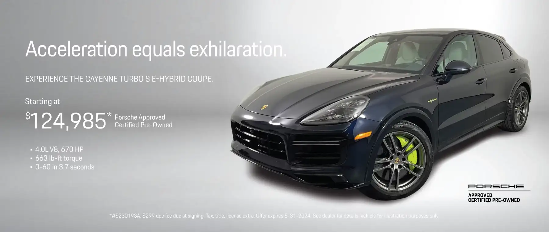 2022 PORSCHE CAYENNE TURBO S E-HYBRID COUPE #S230193A - STARTING AT $124,985*