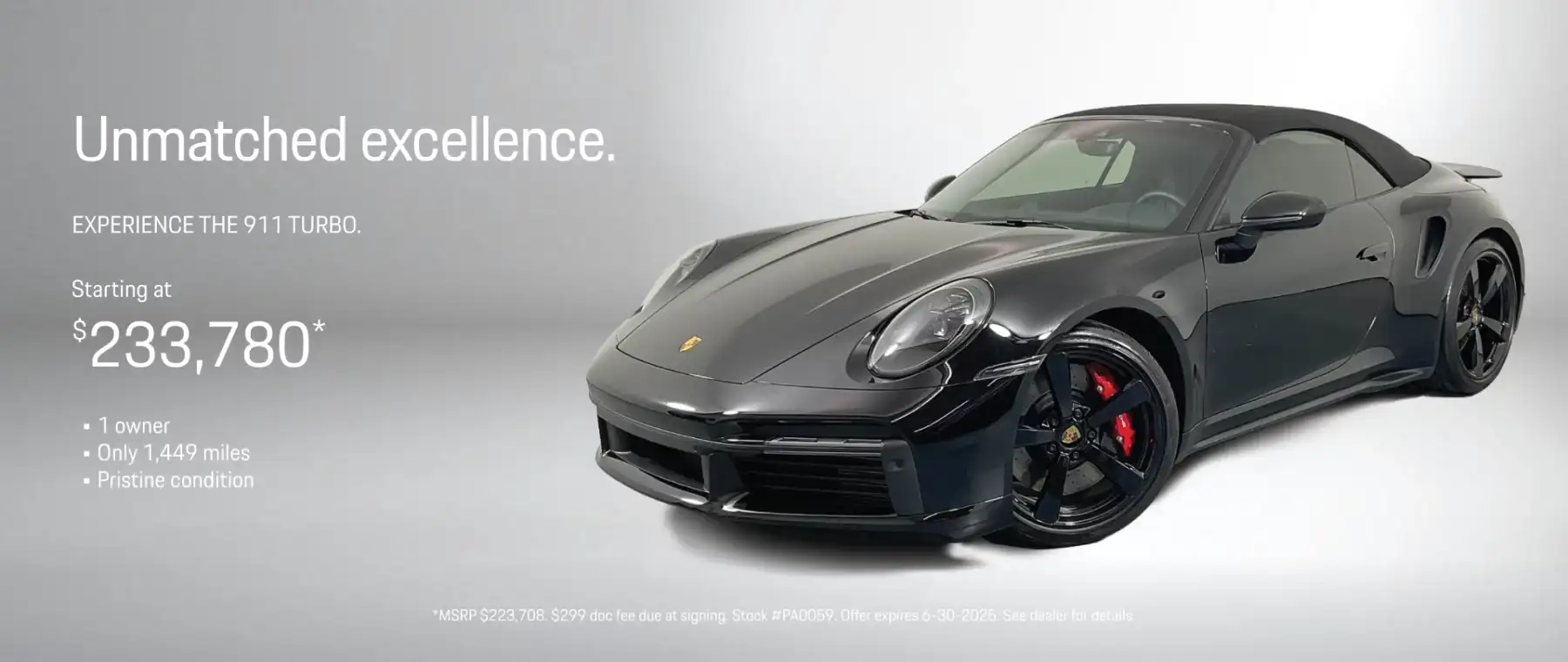 Used 2022 Porsche 911 Turbo Cabriolet #PA0059 - Starting at $233,708 1 owner, only 1449 miles, pristine condition*