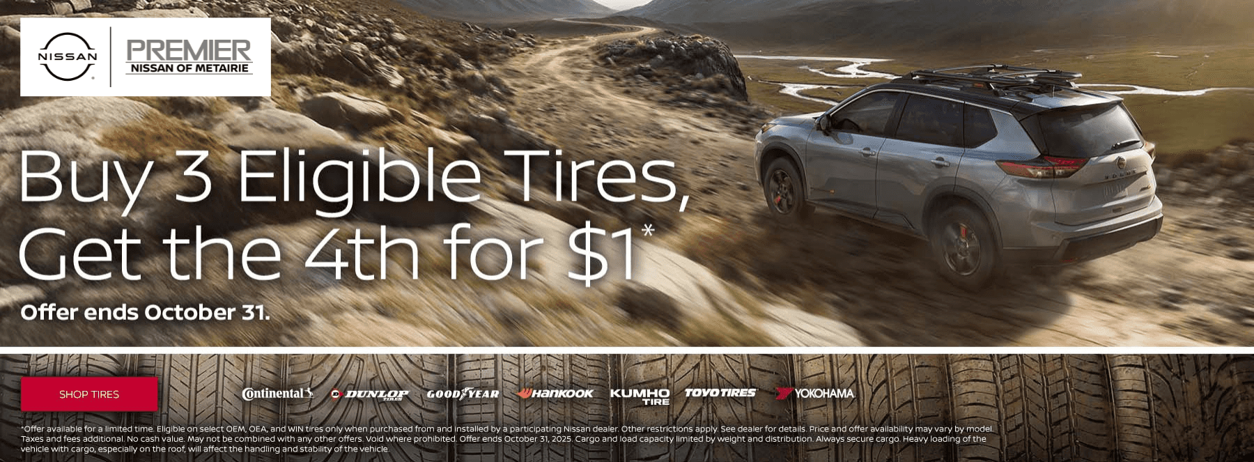 Buy 3 Eligible Tires, Get the 4th for $1 banner