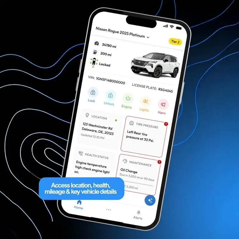 Nissan Fleet App smart alert screen