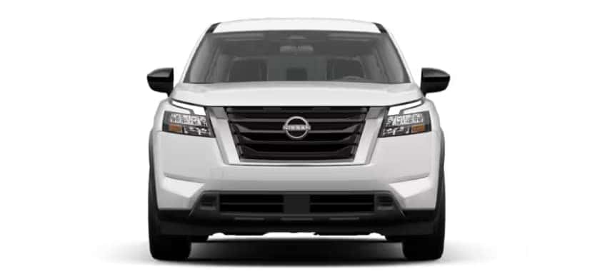 White Nissan SUV front profile