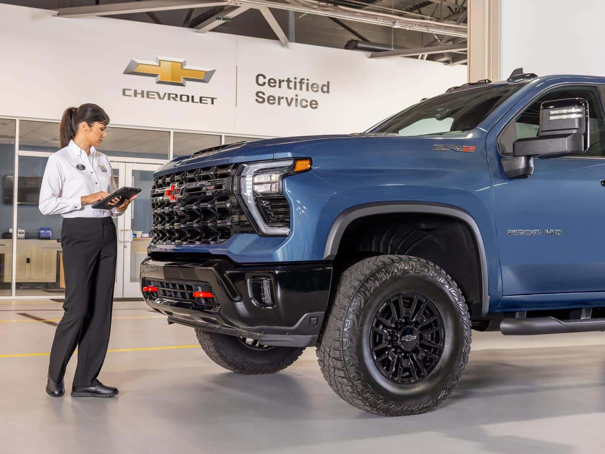GM-trained technician performing Duramax diesel service at Roseville Chevrolet
