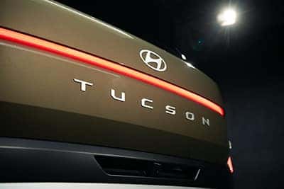 2027 Hyundai TUCSON rear badge and taillight detail