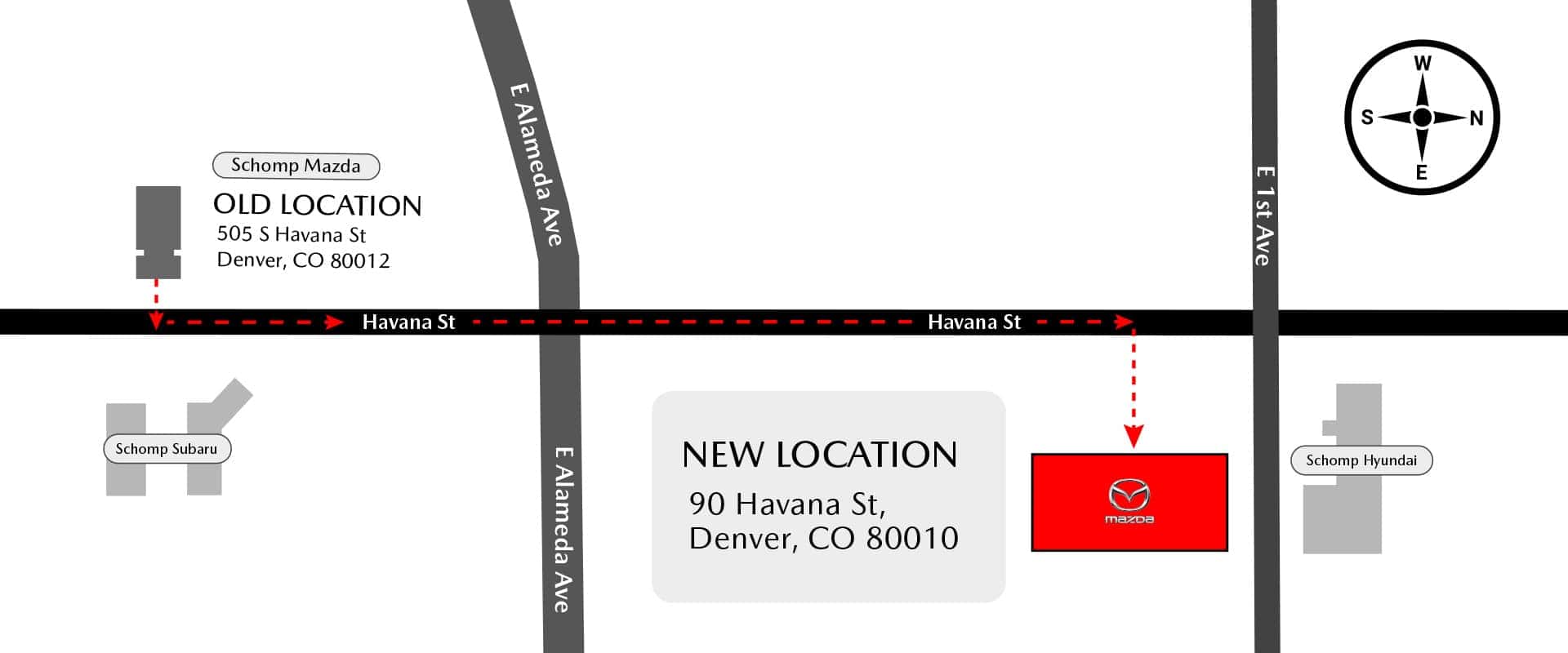 Map of Old and New Locations