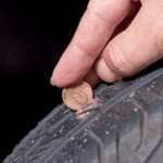 Image of the penny test on a tire
