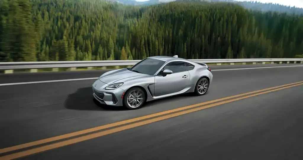 2025 silver subaru brz driving down highway