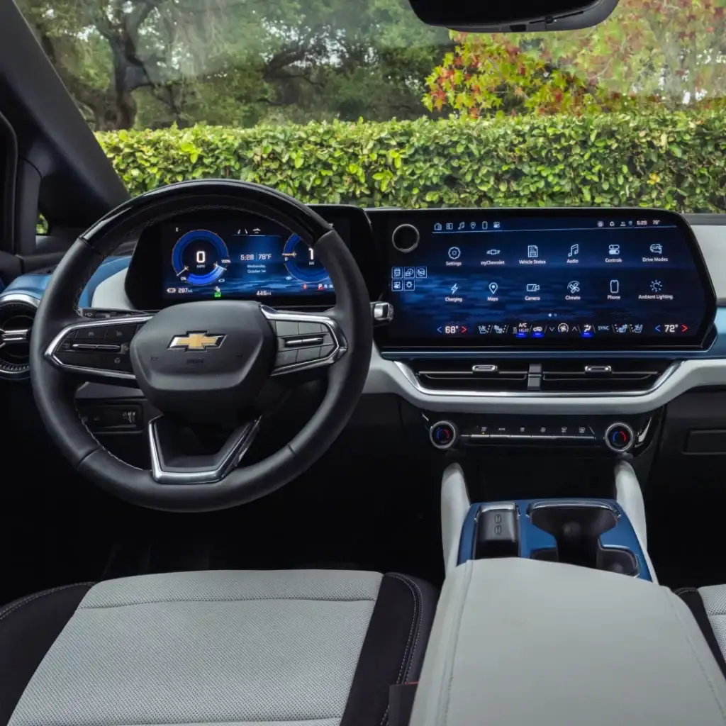 Chevy Equinox interior at Starling Chevrolet in Orlando, FL — 2027 model cabin, touchscreen, and cargo space