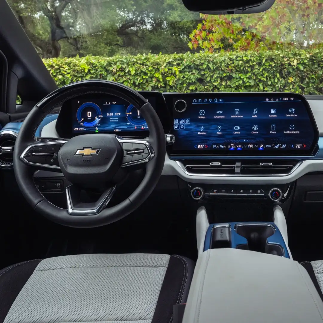 Chevy Equinox interior at Starling Chevrolet in Orlando, FL — 2027 model cabin, touchscreen, and cargo space