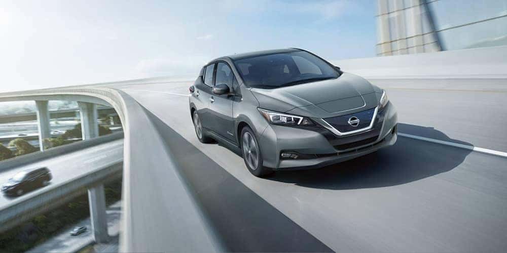 2019 Nissan Leaf on a city highway