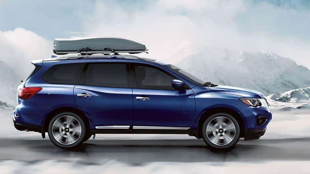 2020 Nissan Pathfinder driving in the snow