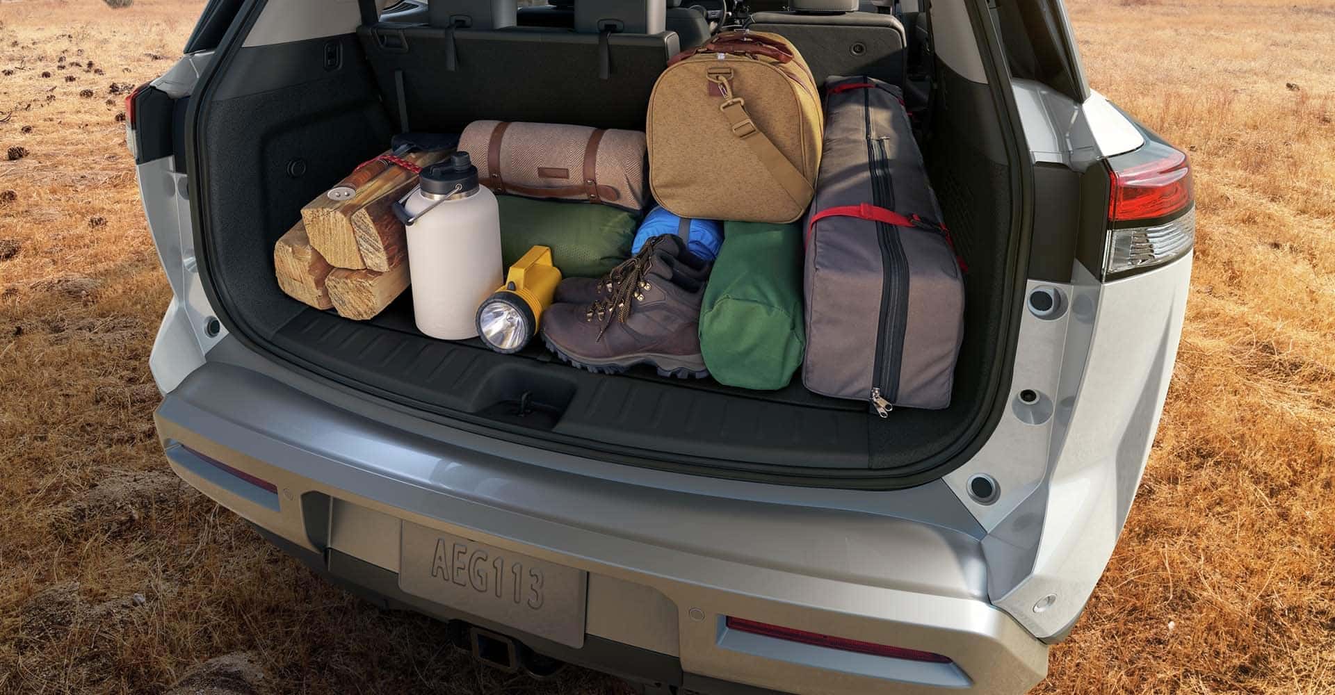 2025 Nissan Pathfinder rear view of open trunk