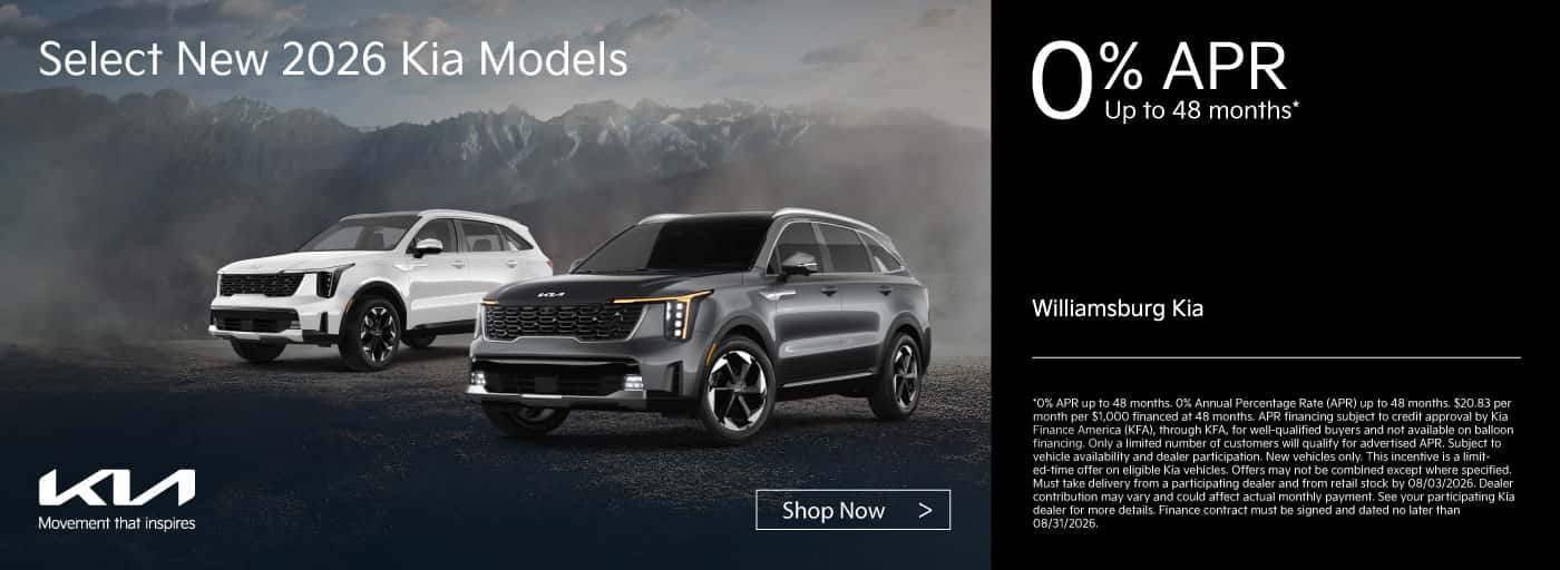 Select New 2026 Kia Models - 0% APR
