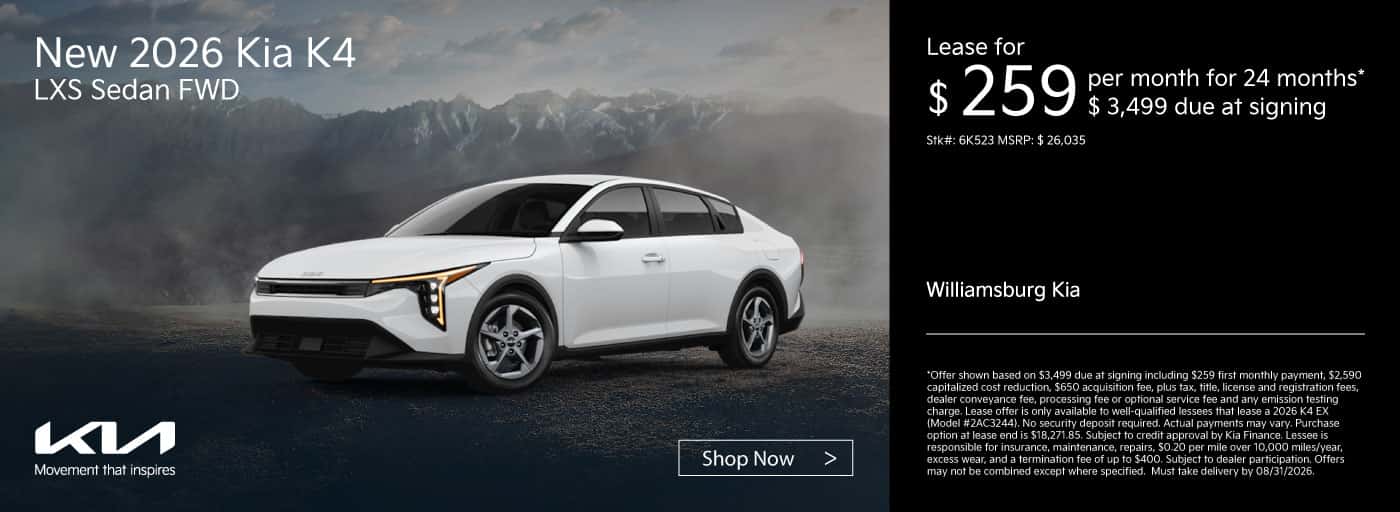 2026 Kia K4 - $259/mo
