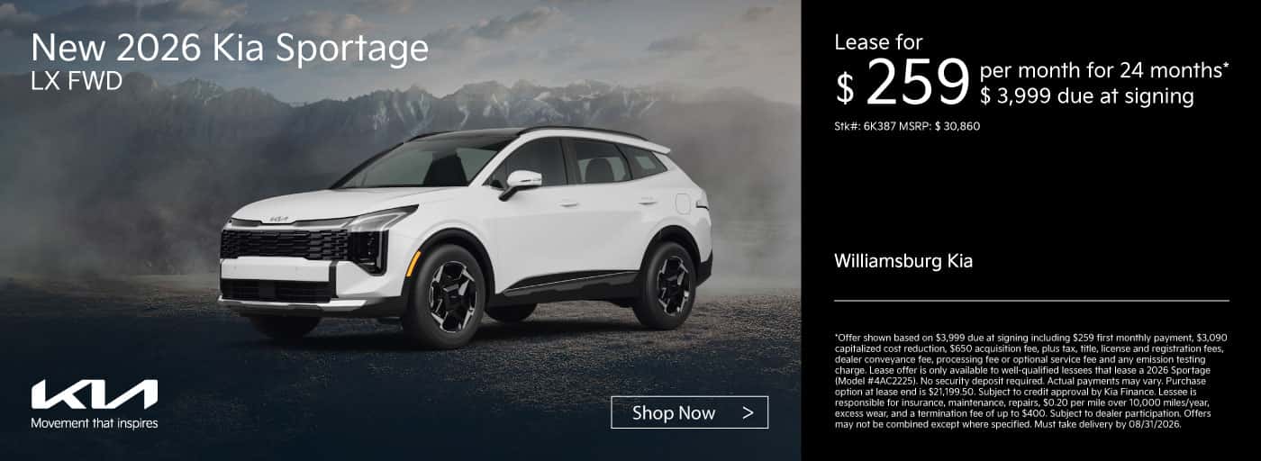 2026 Kia Sportage - $259/mo